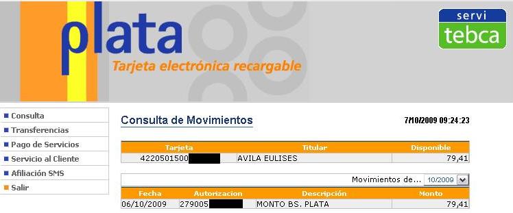 Primer pago recibido de Mutben a mi tarjeta plata Visa