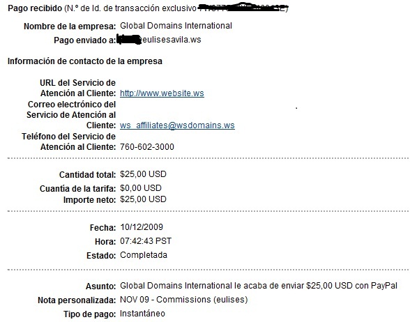 pago recibido de GDI paypal