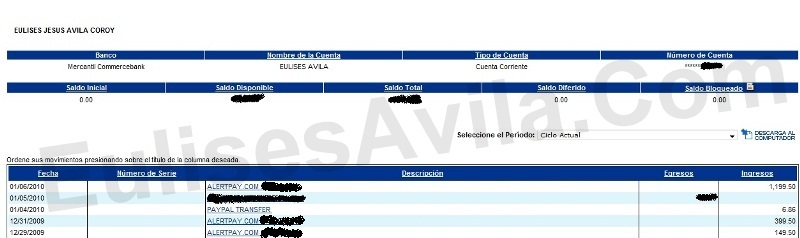 pagos recibido en cuenta bancaria internacional eulises avila